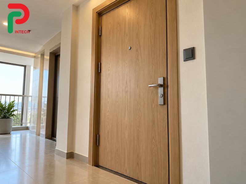 Cửa Chung Cư Thép Vân Gỗ Đặt Mắt Thần Cao Bao Nhiêu Hợp Lý?