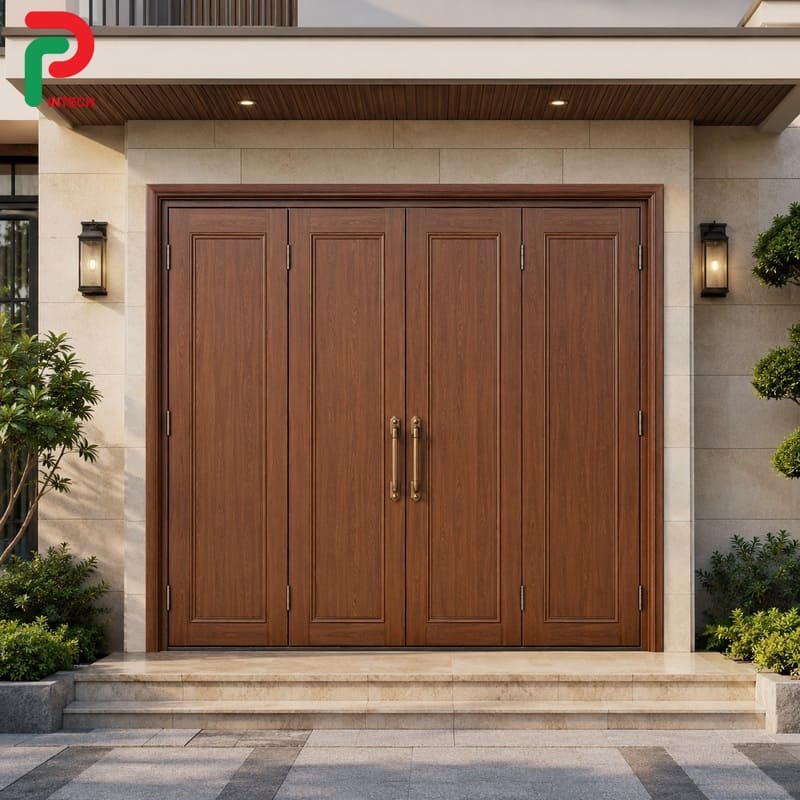 Giá Cửa Thép Vân Gỗ 4 Cánh Mẫu 2600x2400 Mm Giá Bao Nhiêu?