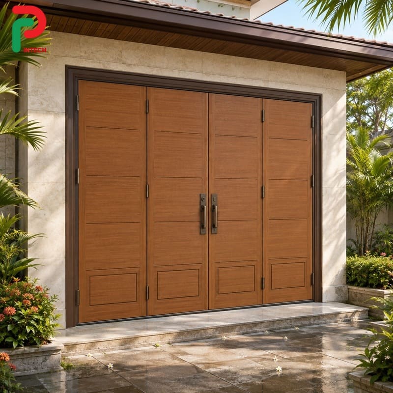 Giá Cửa Thép Vân Gỗ 4 Cánh Mẫu 2600x2400 Mm Giá Bao Nhiêu?